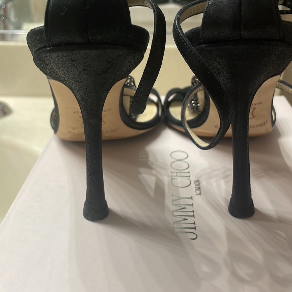 Jimmy Choo Metallic Suede Black heels - Picture 6 of 10